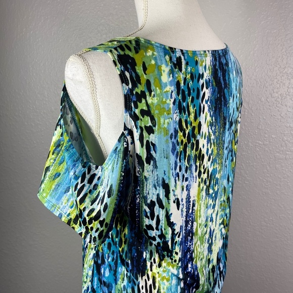 Women's Slinky Brand Multi color abstract blouse / top size Mediuum - Picture 8 of 11